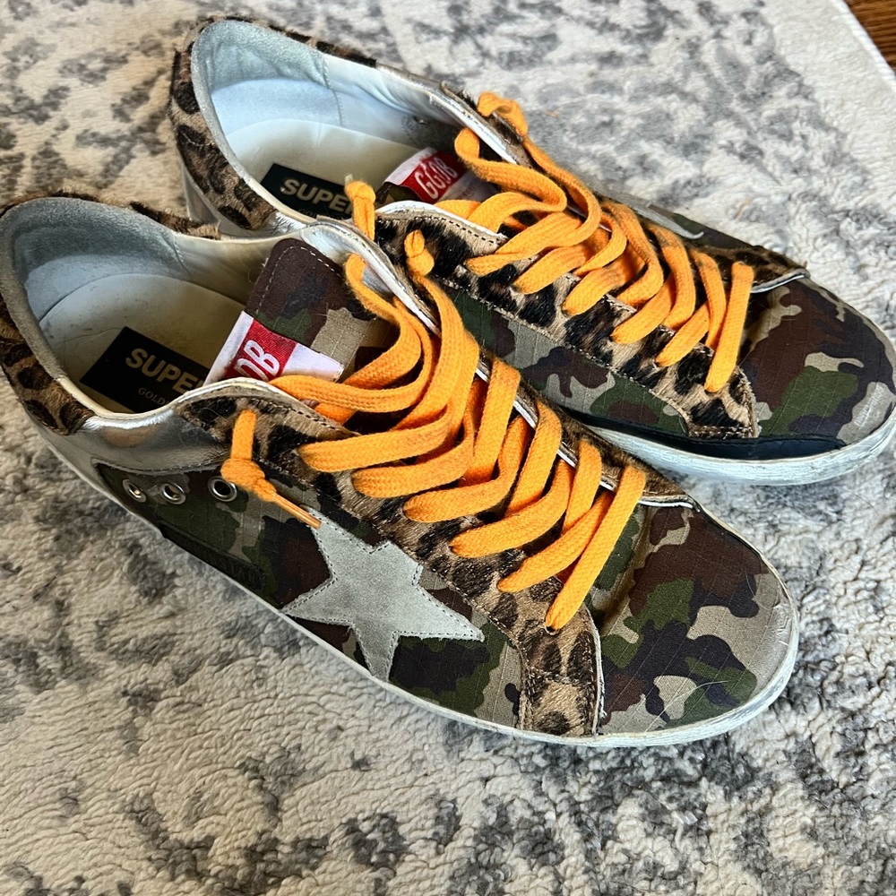 Golden Goose Super-Star Camouflage & Calf Hair Sneakers